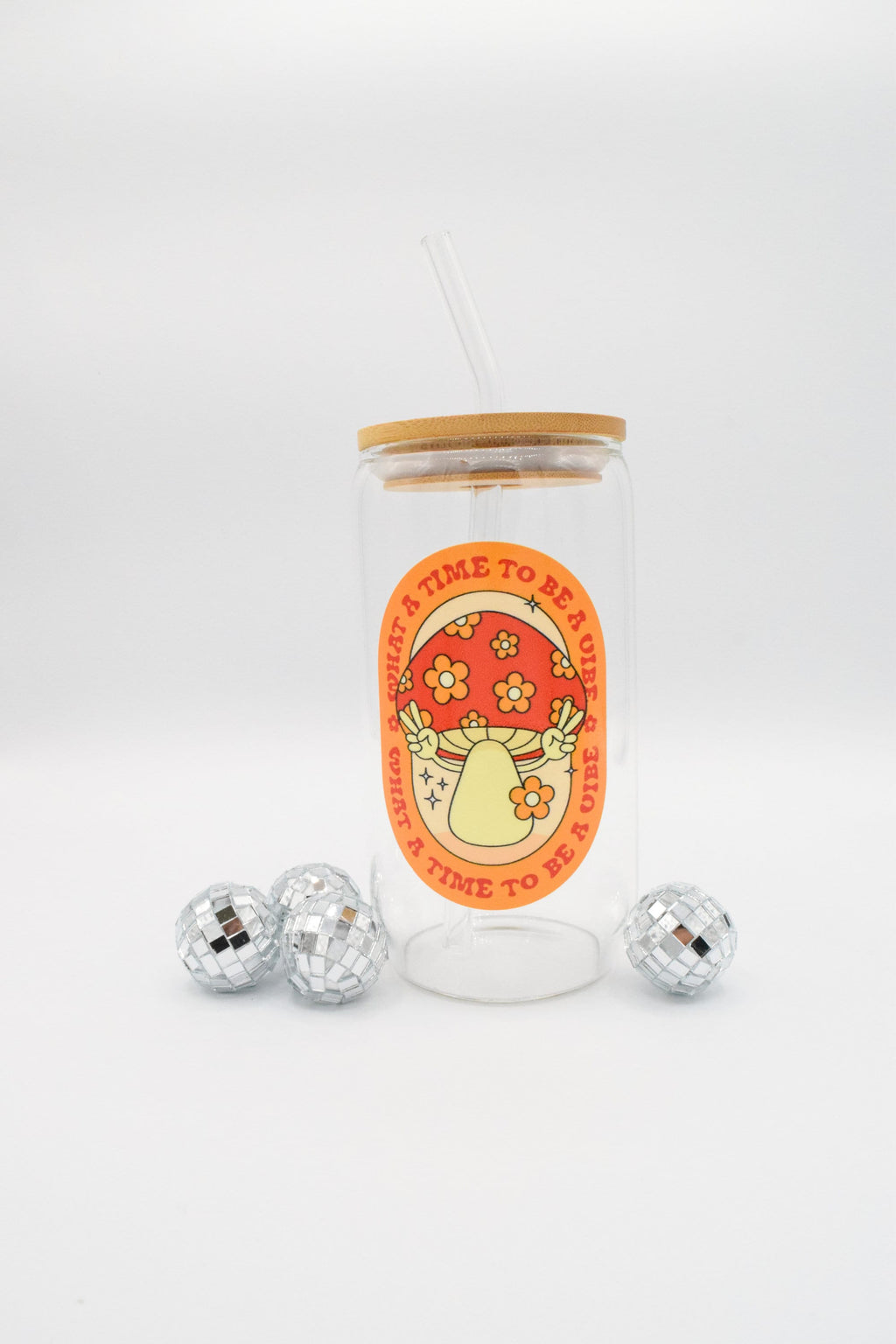 Mushroom Vibe Glass Cup