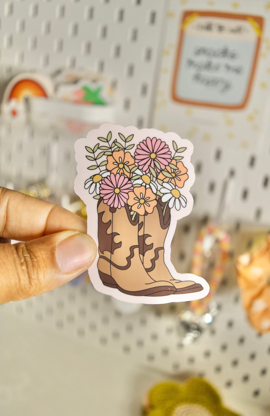 Floral Cowboy Boot Sticker